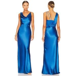 Veronica Beard Silk Blend Sanderson Dress Cowl Neck Silky Satin Azure Size 14